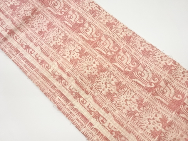 JAPANESE NAGOYA OBI / HIGE TSUMUGI / FLOWER ARABESQUE